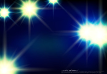 Obraz premium Vector abstract background of white light beaming flashes, light elements on a dark blue sky. Great advertising poster for a cosmetic product