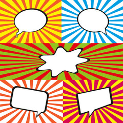Comic Speech Bubbles on a comic strip background, vector illustration