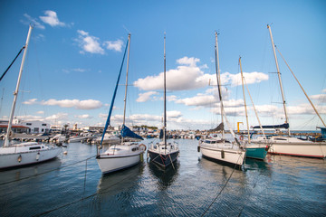 Fototapeta na wymiar Recreational boats on the docks
