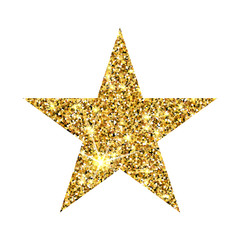 Gold glitter vector star. Golden sparcle. Amber particles. Luxury design element.