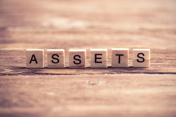 word assets of wooden elements with letters