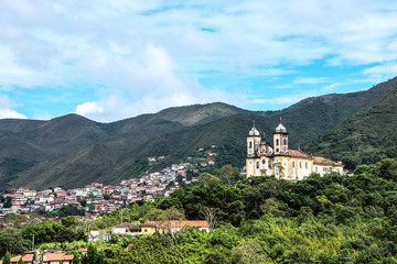 Fototapeta na wymiar View of the unesco world heritage city of Ouro Preto in Minas Gerais, Brazil