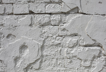 Stone wall crack, white background