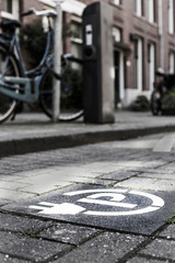 Marking of public parking space for electric car – city of Rotterdam, Netherlands