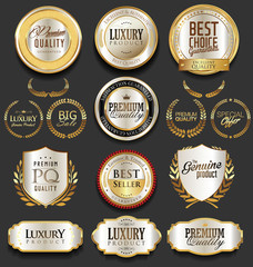 Golden luxury badges retro design collection
