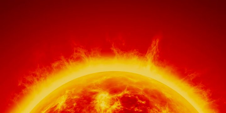 Realistic Sun Rendering as Close-Up of Burning Star in Center 4k CGI Animation Video 