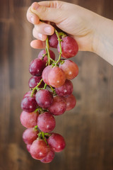 Woman hand holding bunch of grape.