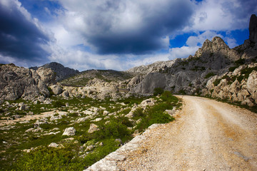 Majstorska cesta - macadam road over Velebit mountain, under Tulove grede.