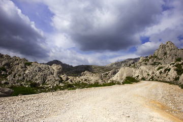 Majstorska cesta - macadam road over Velebit mountain, under Tulove grede.