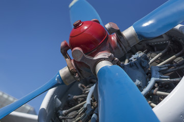 biplane propeller close-up view