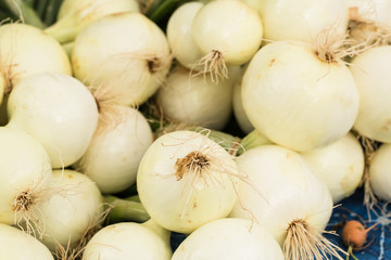 Close Up Onions At Farmers Market