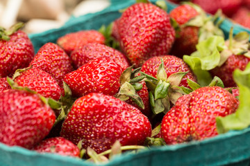 Close Up Macro Strawberries In Basket