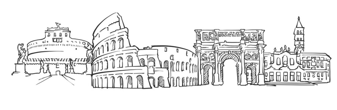 Rome Italy Panorama Sketch