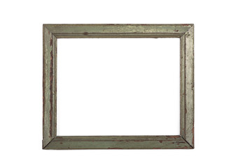 Fototapeta premium Rectangular, simple, old, rustic frame on a white background