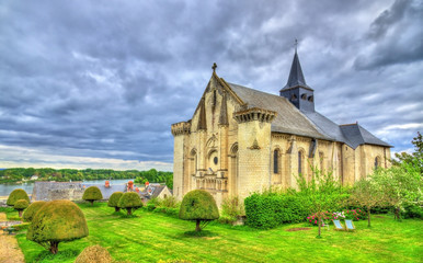 Fototapeta na wymiar Collegiale Saint-Martin de Candes, a church on the bank of the Vienne, France
