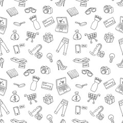 Sketch vector hand draw concept Online shopping