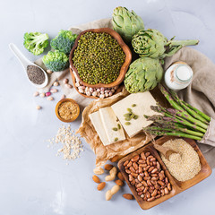 Assortment of healthy vegan protein source and body building food © aamulya