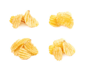 Pile of potato chips isolated