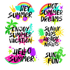 Colorful Set Of Summer Lettering.