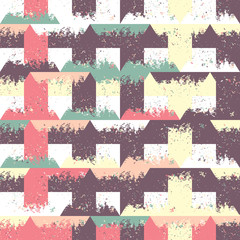 Abstract seamless pattern of triangles and small forms. Grunge texture.