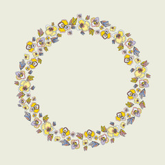 hand  drawn summer elegant and romantic  graphic flower wreath