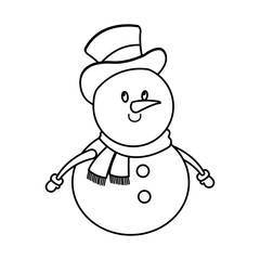 christmas snowman with hat and scarf character decoration vector illustration