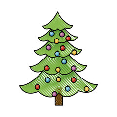 christmas tree balls decorations festive plant vector illustration