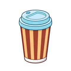 Paper striped coffee drink cup isolated.
