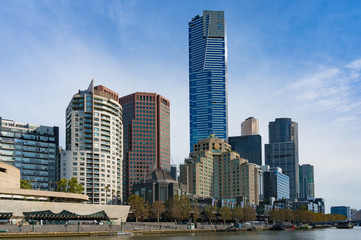 Fototapeta na wymiar Beautiful cityscape of Southbank neighbourhood in Melbourne