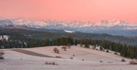 Morning panorama of Tatra Mountains, Poland
