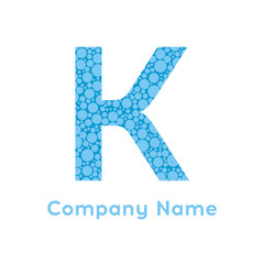 Letter K Bubbles Vector. Blue Bubble Design Vector Illustration.