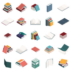 Obraz premium Book icons set in isometric style for any design