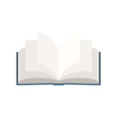 blue covered opened book with pages fluttering