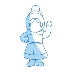 cartoon woman christmas song winter clothes vector illustration