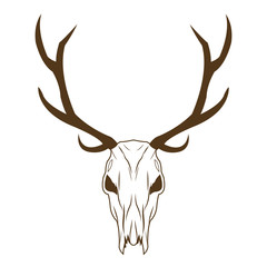 deer skull in tribal style. animal skull with ethnic ornament. wild and free design. vector illustration.