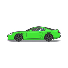 Plakat Vector green sport car. Side view.