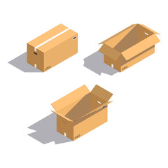 cardboard boxes on white background