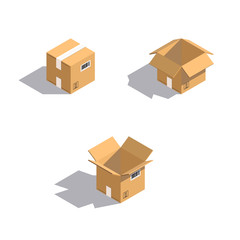 cardboard boxes on white background