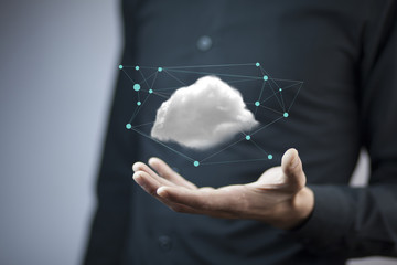 Cloud computing concept on man hand