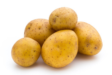 Raw potato isolated on white background.