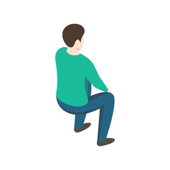 Sitting Man On White Background
