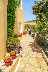 Fototapeta na wymiar View of Monastry in Palaiokastritsa, town in Corfu, Greece
