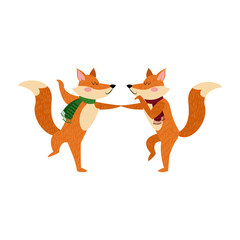 fox with a scarf. christmas animal celebration vector illustration