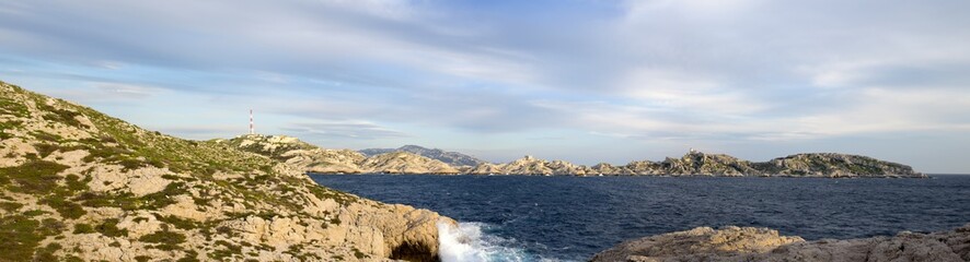 Fototapeta na wymiar Panorama of Ile du Frioul in Marseille city - South of France