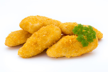 Nugget chiken on the white background.