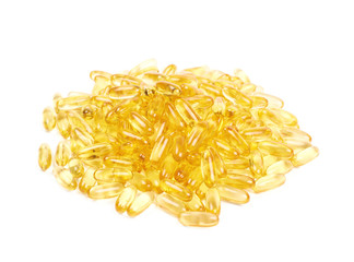 Pile of softgel pills isolated