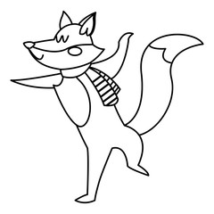 fox with a scarf. christmas animal celebration vector illustration
