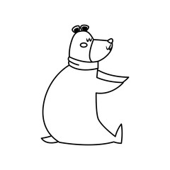 christmas bear with scarf celebration vector illustration