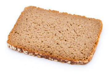 Slices of rye bread isolated on white background.