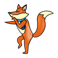 fox with a scarf. christmas animal celebration vector illustration